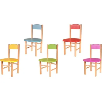 hrací stolek Dětská dřevěná židlička z masivu - barevná (Růžová barva)