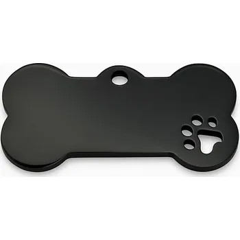 psí známka Psí známka s tlapkou – Kovová, s gravírováním - Černá