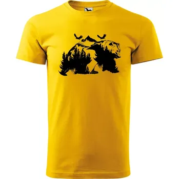 Pánské tričko Sablio Tričko s potiskem Medvěd - žluté 2XL
