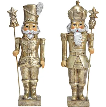 Vánoční dekorace Soška Louskáčka 23 cm, zlatá (mix 2 vzorů /cena za 1 ks)