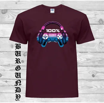 levne-bavlnene-tricko-potisk-100%-hrace Barva: Burgundy - vínová, velikost: 4XL