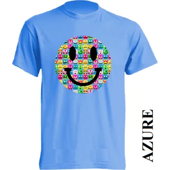 Pánské tričko levne-bavlnene-tricko-potisk-smajlik Barva: Azure - azurově modrá, velikost: XXL