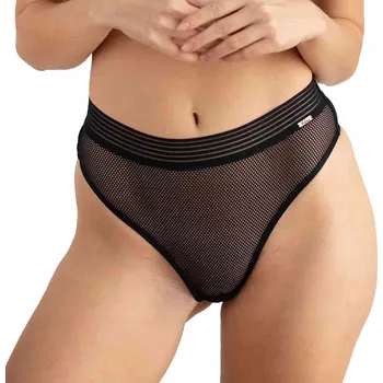 Kalhotky Tanga s vysokým pasem dámské kalhotky sexy síťovina černá Kleo S