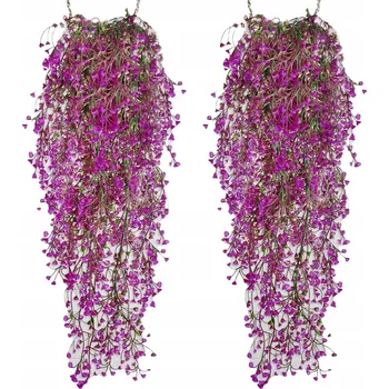 umělá květina Umělé fialové květiny závěsné girlandy květinový břečťan popínavé rostliny 2ks