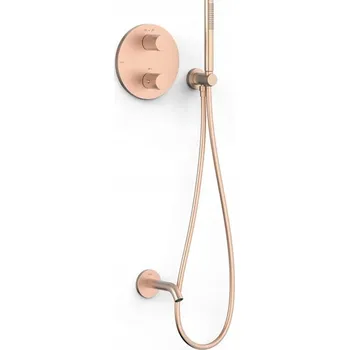 Vodovodní baterie TRES Vanová souprava THERM-BOX, matné růžové zlato 26225006OPM