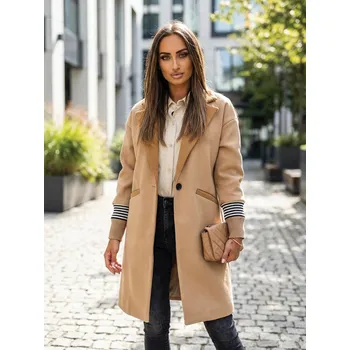 Dámský kabát Dámský přechodný kabát v hnědé barvě na knoflík, VELIKOST UNI