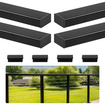 Vevor Zábradlí 4ks nerez 198 cm obdélníkový profil nastavitelné matná černá