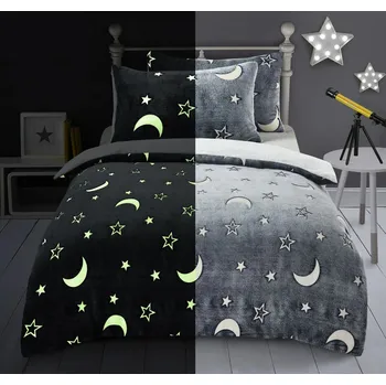 Povlečení Top textil Mikroplyšové svítící povlečení Šedá obloha 140 x 200, 70 x 90 cm zipový uzávěr