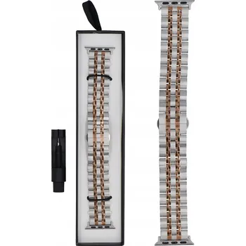 Náramek Dvoubarevný kovový náramek pro Apple Watch 38 40 41mm GlacierX stříbrno-růžový