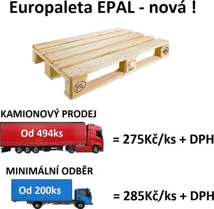 Nová dřevěná paleta EPAL 1200 x 800 mm