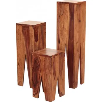 Konferenční stolek Indický nábytek - Odkládací stolky Kali sada 3 ks z indického masivu palisandr Super natural