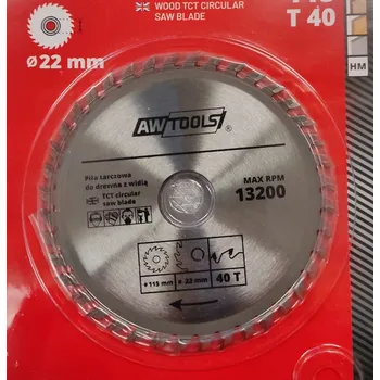 Pilový kotouč AWTOOLS Pilový kotouč s SK plátky 115x22,2mm 40 zubů