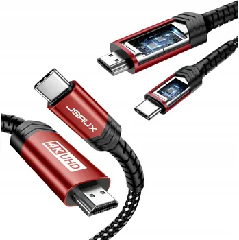 Video kabel Kabel USB-C 3.1 - HDMI 4K 60Hz Hliníkový s Nylonovým opletem Červený 3m