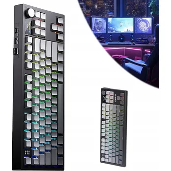 Klávesnice MECHANICKÁ KLÁVESNICE FENGLING ŠEDÁ S PŘEPÍNAČI GREY, BLUETOOTH A 2,4 GHZ BEZDRÁTOVÉ PŘIPOJENÍ