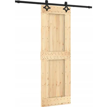 Interiérové dveře Posuvné dveře z masivního borovicového dřeva 70x3,6/5,4x210 cm, černé