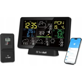 Meteostanice WiFi meteostanice TUYA Term Hoff TH-WS7, barometr, alarm, fáze měsíce, hodiny