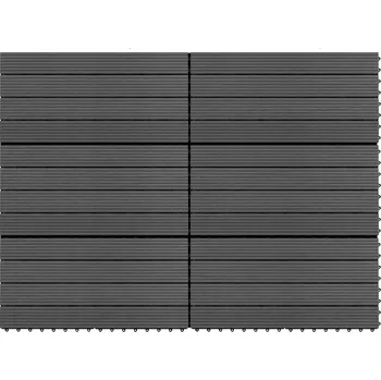 Venkovní dlažba WPC terasové dlaždice 60 x 30 cm černé, 6 ks, 1,08 m2