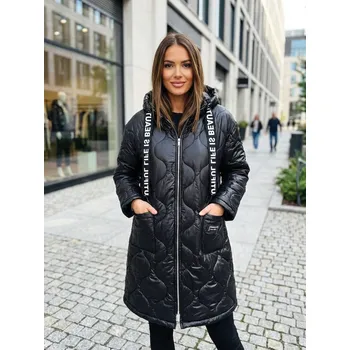 Dámská casual bunda Přechodná černá bunda s ozdobnou stuhou , VELIKOST UNI