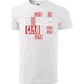 Pánské tričko Sablio Tričko s potiskem La Casa de Papel Professor or Bella Ciao motiv 2 - bílé 5XL