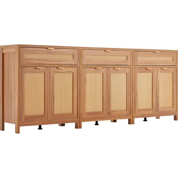 Šatní skříň Vevor Ratanová komoda, 3-dílná sada, 6 magnetických dvířek, 3 zásuvky