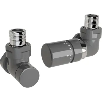 Ventil Zehnder Ventil Zehnder úhlový rohový, rohové šroubení pro zpátečku 1/2", s termostatickou hlavicí Design Line, Set G, RAL 0346 anthracite, Z-839739-0346 Z-839739-0346