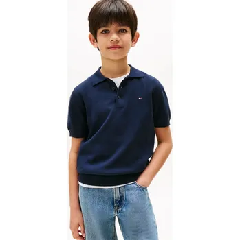 Dětská bavlněná polokošile Tommy Hilfiger KB0KB09754.9BYA námořnická modř 59X, vel. 176