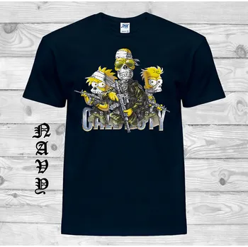 Pánské tričko levne-bavlnene-tricko-potisk-simpsons-call-of-duty Barva: Navy - tmavě modrá, velikost: XL