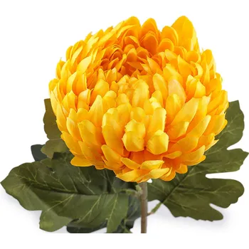 umělá květina Umělá chryzantéma, střední, 1 (Ø12 cm) žlutá zavřená