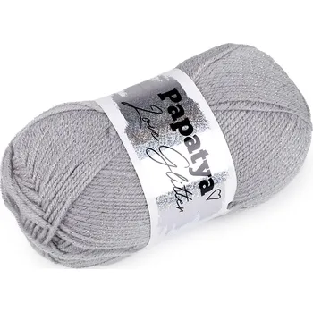 Příze Pletací příze Papatya Love Glitter 100 g, střední, 4 (2560) šedá světlá stříbrná