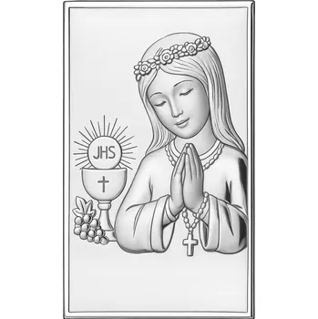 Obraz PAMÁTKA PRVNÍHO SVATÉHO PŘIJÍMÁNÍ STŘÍBRNÝ OBRÁZEK PRO DÍVKU S GRAVÍROVÁNÍM