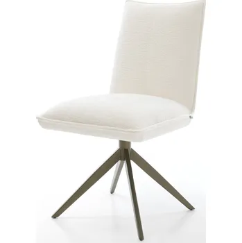 Jídelní židle DELIFE Jídelní židle Lelio-Flex bouclé měkký béžová křížová podnož široká titanová barva 360° otočný houpací funkce taštičkové pružiny