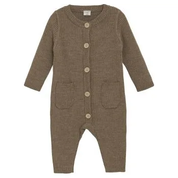 Kojenecký body CeLaVi Pletený vlněný overal - Cocoa Cream, vel. 70
