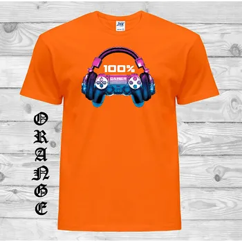 Pánské tričko levne-bavlnene-tricko-potisk-100%-hrace Barva: Orange - oranžová, velikost: M