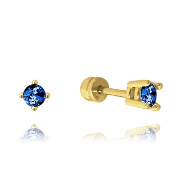 Náušnice MINET Zlaté náušnice na šroubek s tmavě modrými zirkony Au 585/1000 1,10g JMG0076AGE00