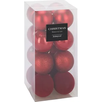 Vánoční koule - PP červená 80 mm, sada 16 ks