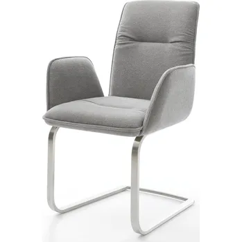 Jídelní židle DELIFE Jídelní židle Vinja-Flex tkanina Měkký šedá jídelní židle plochý nerezová ocel