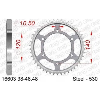 Nářadí na motocykly 16603-42 ROZETA ZADNÍ MOTO. OCELOVÁ, POZINKOVANÁ, STŘÍBRNÁ AFAM