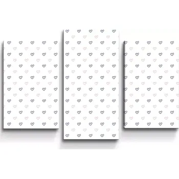 Obraz Sablio Obraz - 3-dílný Srdíčka na bílé - 75x50 cm