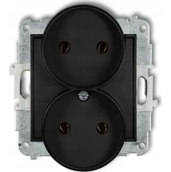 Elektrická zásuvka DVOJITÁ ZÁSUVKA UZEMNĚNÁ 2x2P ČERNÁ MATNÁ KARLIK MINI