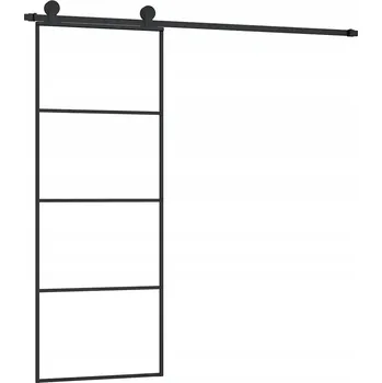 Interiérové dveře Černé posuvné skleněné dveře ESG 76 x 205 cm s hliníkovým rámem