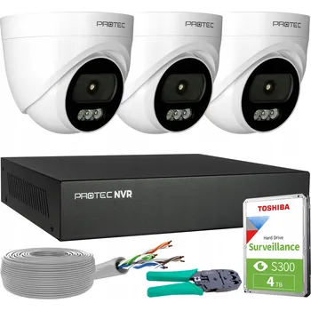 IP kamera Monitorovací systém 3 IP kamery 4MPX 2K POE Kopulovité Vnitřní Mikrofon HDD 4TB