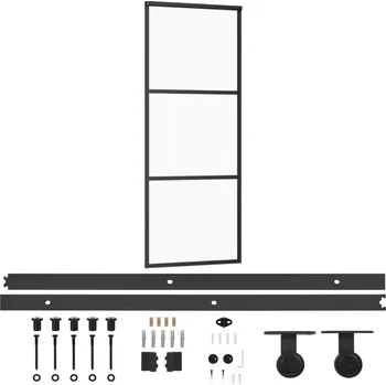 Interiérové dveře Posuvné skleněné dveře ESG 76 x 205 cm čiré/černé