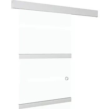 Interiérové dveře Stříbrné skleněné posuvné dveře 90 x 212 cm se závěsným systémem