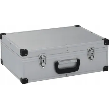 Hliníkový kufr na nářadí stříbrný 46 x 33 x 16 cm, 6 přihrádek, 17 dílů