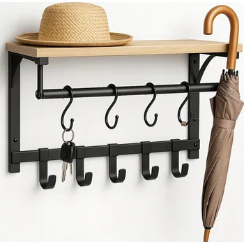Věšák Nástěnný věšák s policí Moderní Loft do předsíně nebo chodby