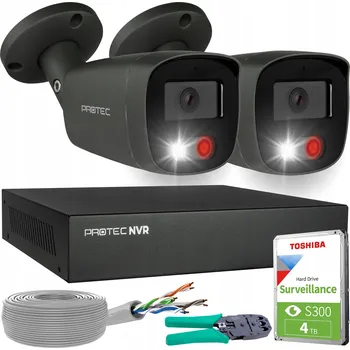 IP kamera Monitorovací systém 2 kamery Grafitové IP PoE Full color detekce lidí 5Mpx HDD 4TB