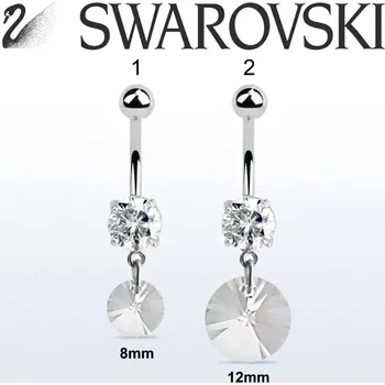 Piercing Piercing do pupíku s visacím krystalem Swarovski (Ocelový piercing do pupíku s visacím krystalem Swarovski Elements)