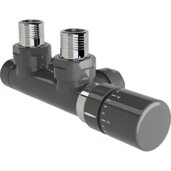 Radiátor Zehnder Armatura Zehnder rohová 1/2", s termostatickou hlavicí Design Line vpravo, Set P, RAL 0346 anthracite, Z-839419-0346 Z-839419-0346