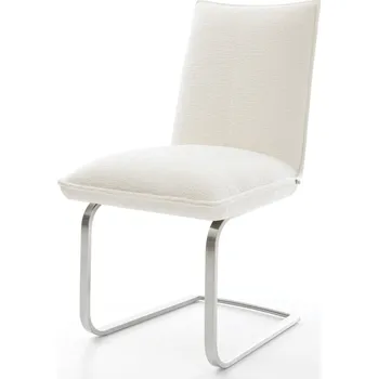 Jídelní židle DELIFE Jídelní židle Lelio-Flex bouclé měkký béžová jídelní židle plochá nerezová ocel taštičkové pružiny