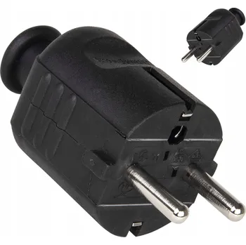 Elektrická zásuvka JEDNOFÁZOVÁ PLASTOVÁ PŘÍMÁ ZÁSTRČKA UNI-SCHUKO 10/16A 2P+Z 230V IP20 PCE